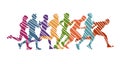 Running marathon, people run, colorful poster. Vector colorful illustration sport background Royalty Free Stock Photo